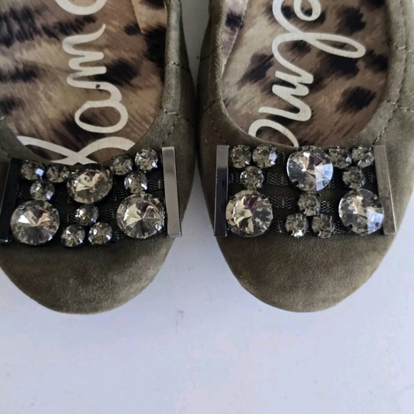 Sam Edelman Ballet Flats Women 8.5 Caper Jewel Embellished Suede Excellent - Picture 8 of 9